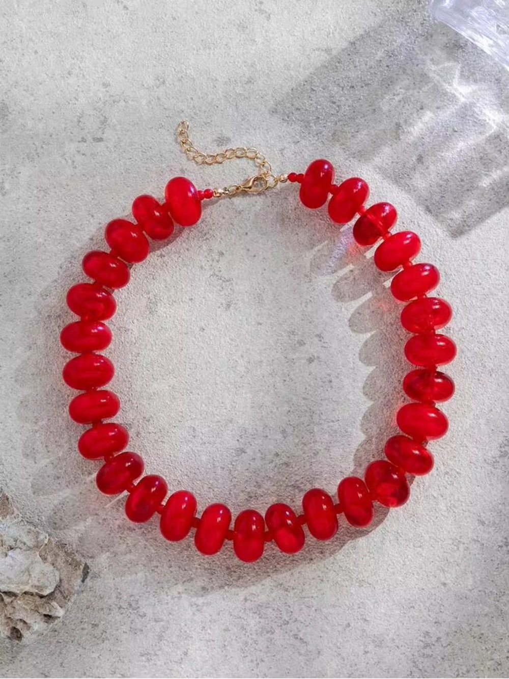 Red Resin Beaded Necklace